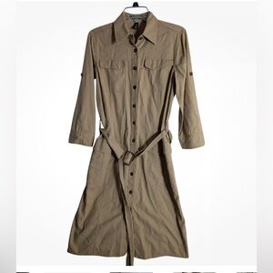 LRL Ralph Lauren tan Utility Safari Shift Dress Shirt Dress size 10
